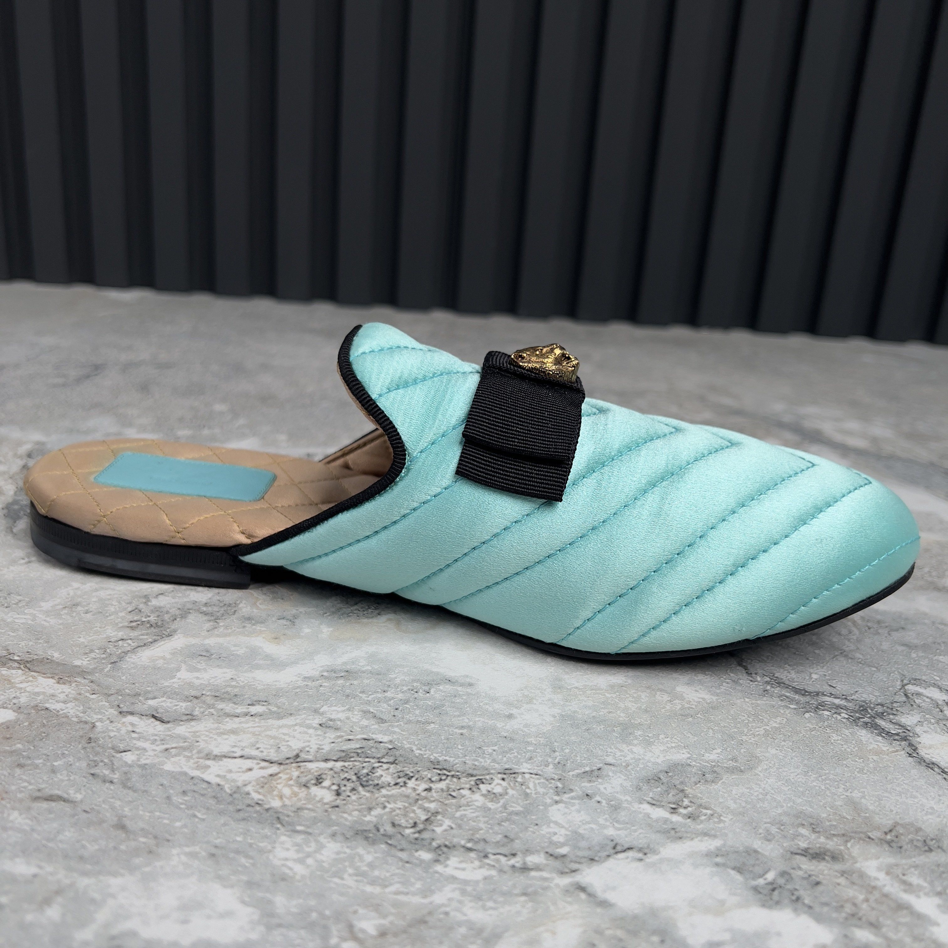Gucci RARE GUCCI Tiger Buckle Mule Satin Embellished Flat Size US 7 / IT 37 - 8 Thumbnail