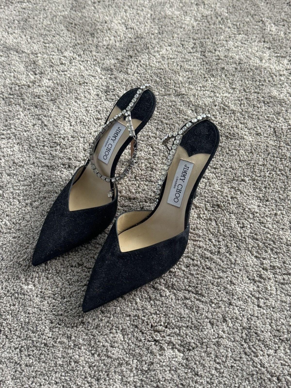 Jimmy Choo Saeda 100 Black suede pumps Size US 8.5 / IT 38.5 - 4 Thumbnail