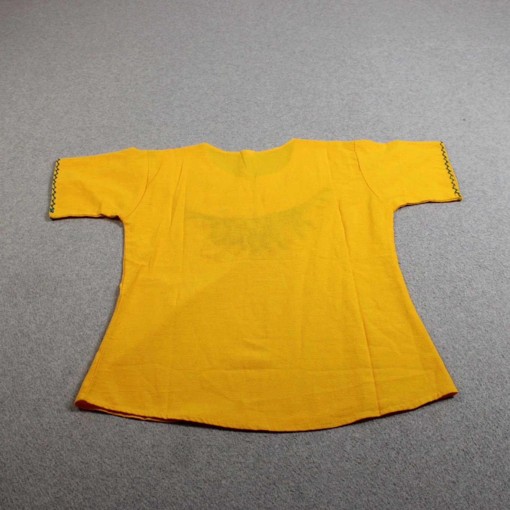 Vintage Mexican Embroidered Shirt Women S Yellow Floral Boho Cotton Festival Artsy Tunic V-neck Short Sleeve Womens Mens Size S / US 4 / IT 40 - 2 Thumbnail