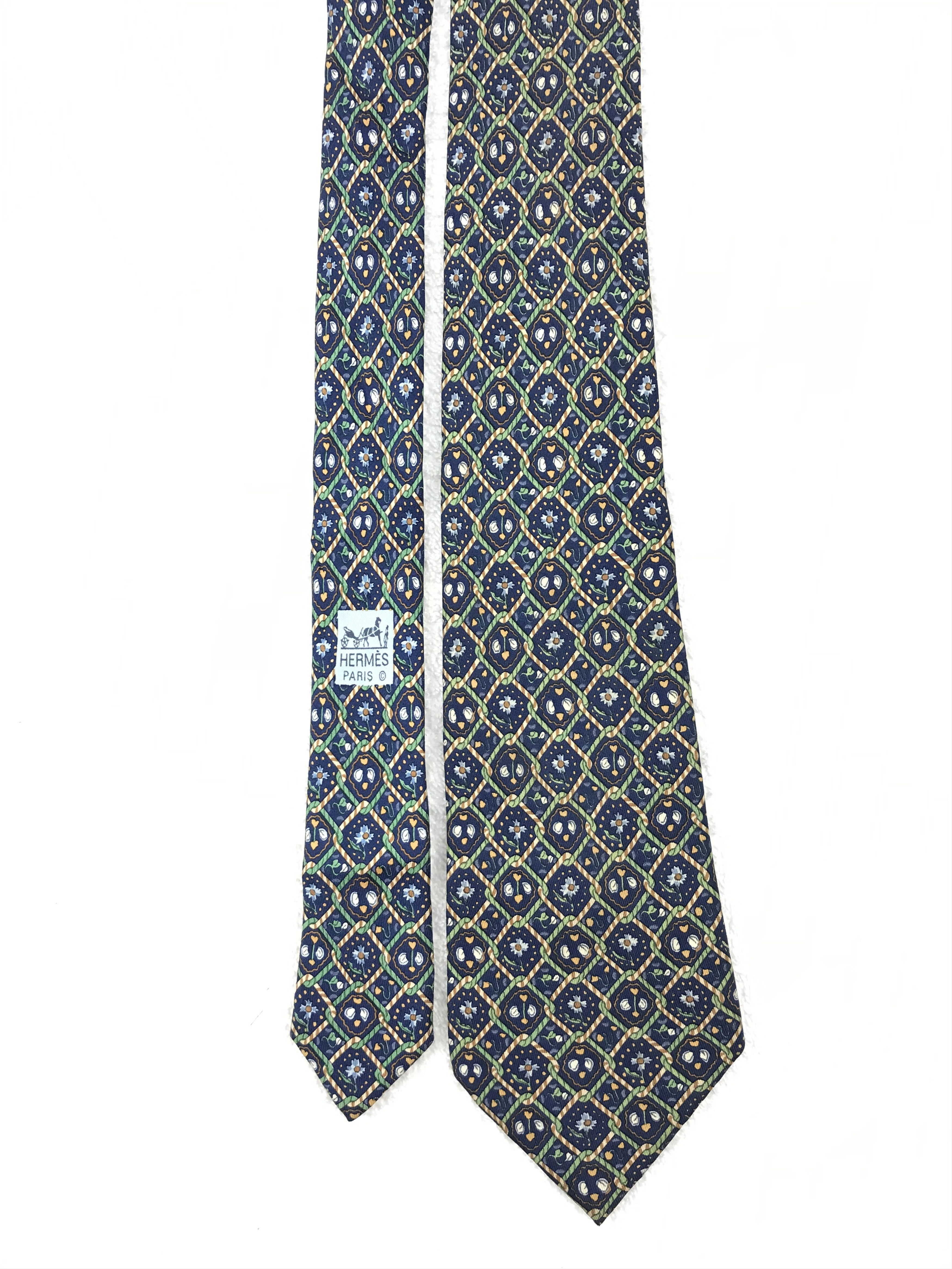 Designer × Hermes Vintage Hermes Silk Necktie Size ONE SIZE - 3 Thumbnail