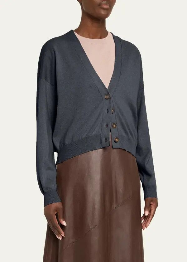 Brunello Cucinelli o1y0725 Cardigan in Lead Size M / US 6-8 / IT 42-44 - 2 Thumbnail