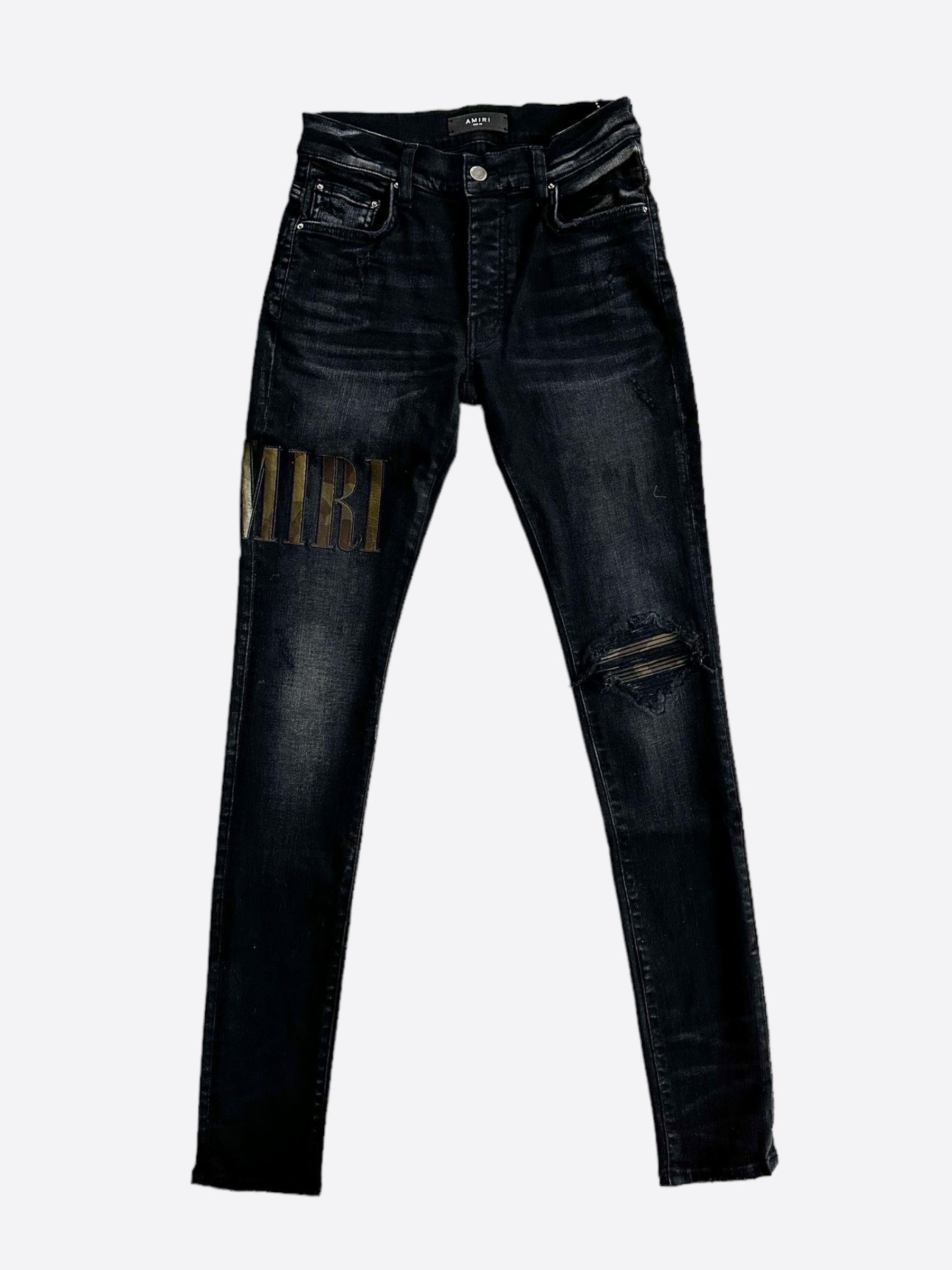 Amiri Amiri Aged Black Camouflage Core Applique Logo Jeans Size US 38 / EU 54 - 1 Thumbnail