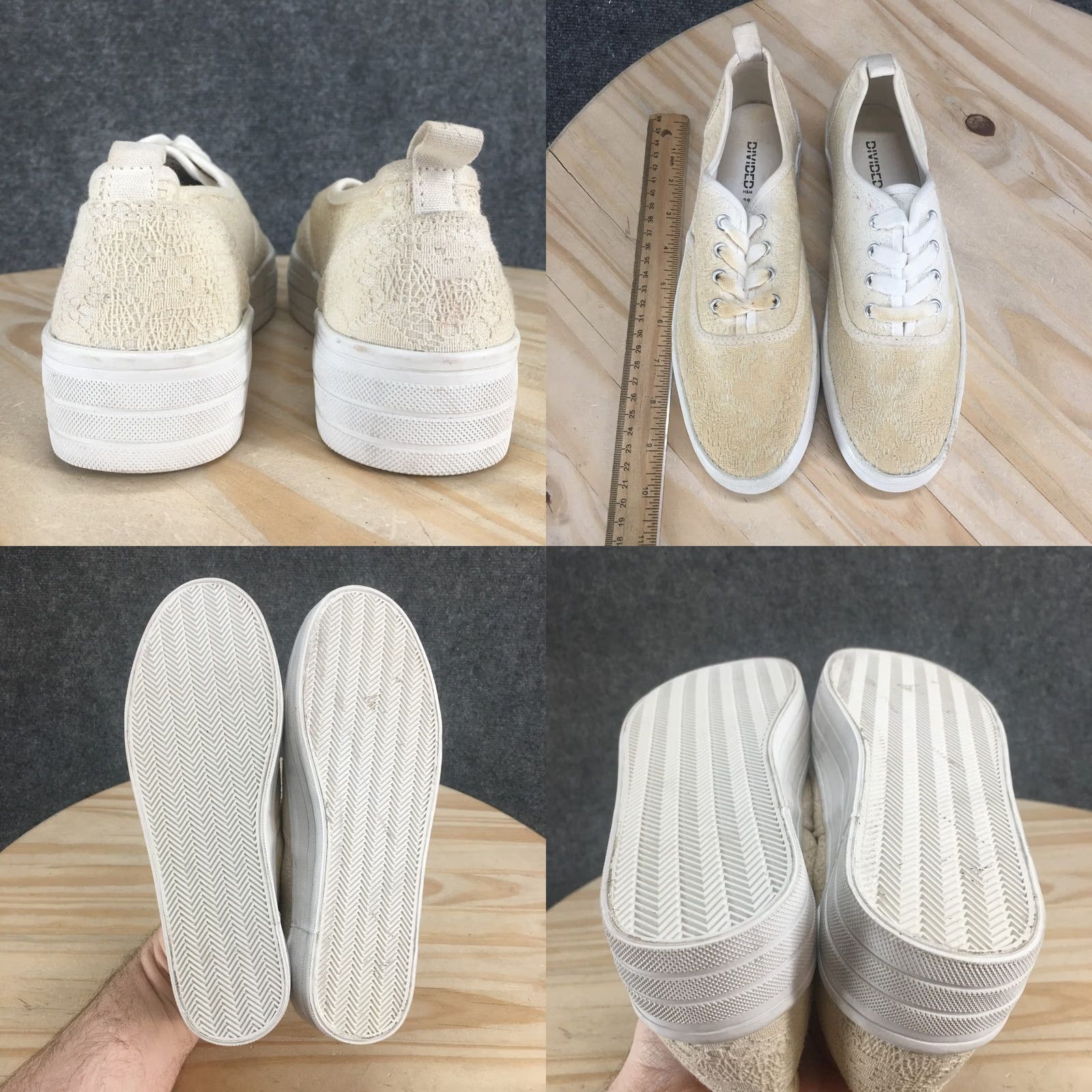 H&M Divided by H&M Shoes Womens 8 Platform Lace Sneaker Beige Lace Up Low Top Casual Size M / US 6-8 / IT 42-44 - 8 Thumbnail