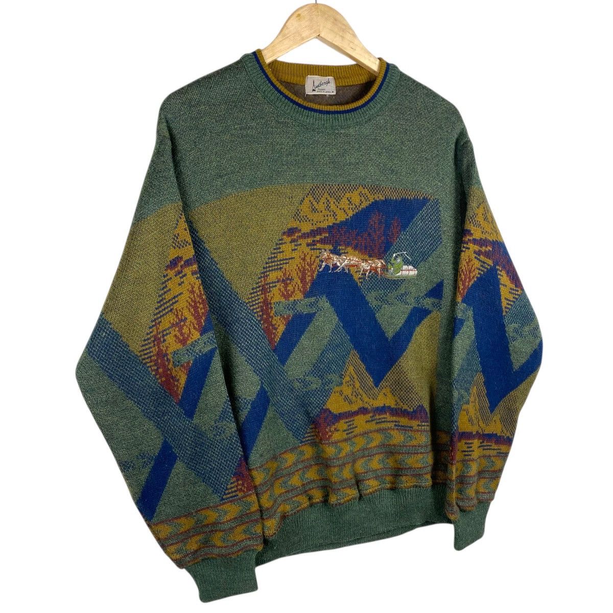 Aran Isles Knitwear Vintage 90s Lindbergh Horse Lanscape Embroidry Mohair Size US M / EU 48-50 / 2 - 2 Thumbnail