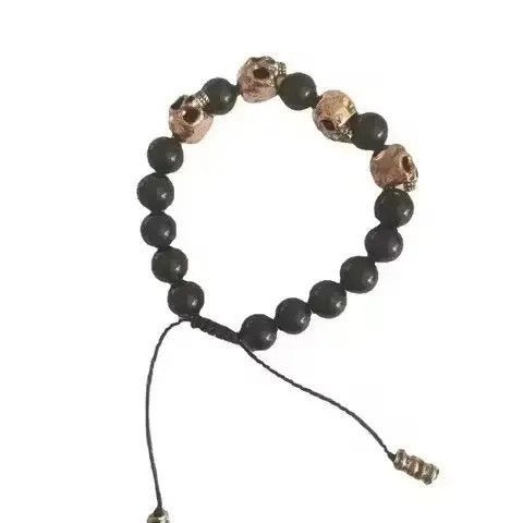 Other Adjustable Black Skull Ziron Beaded Bracelet Size ONE SIZE - 4 Thumbnail