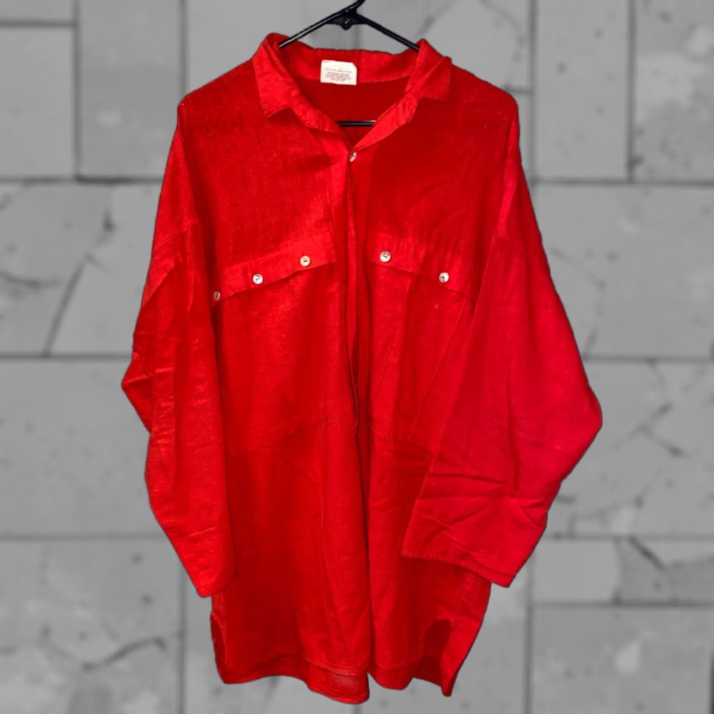 Vintage VINTAGE Miida California Men's Red Long Sleeve 1/2 Button Shirt ONE SIZE Size US M / EU 48-50 / 2 - 1 Thumbnail