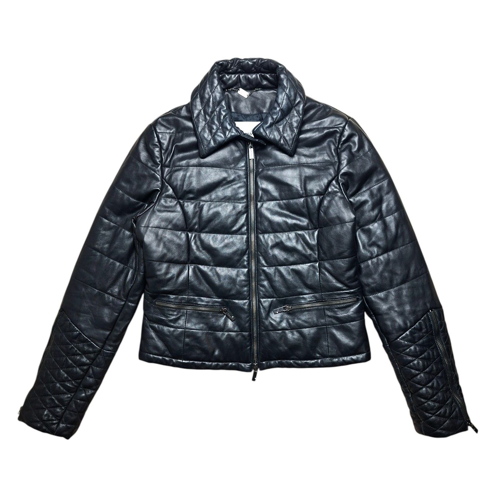 Blumarine Blugirl Blumarine Black Leather Puffer Jacket Quilted Size S / US 4 / IT 40 - 1 Thumbnail