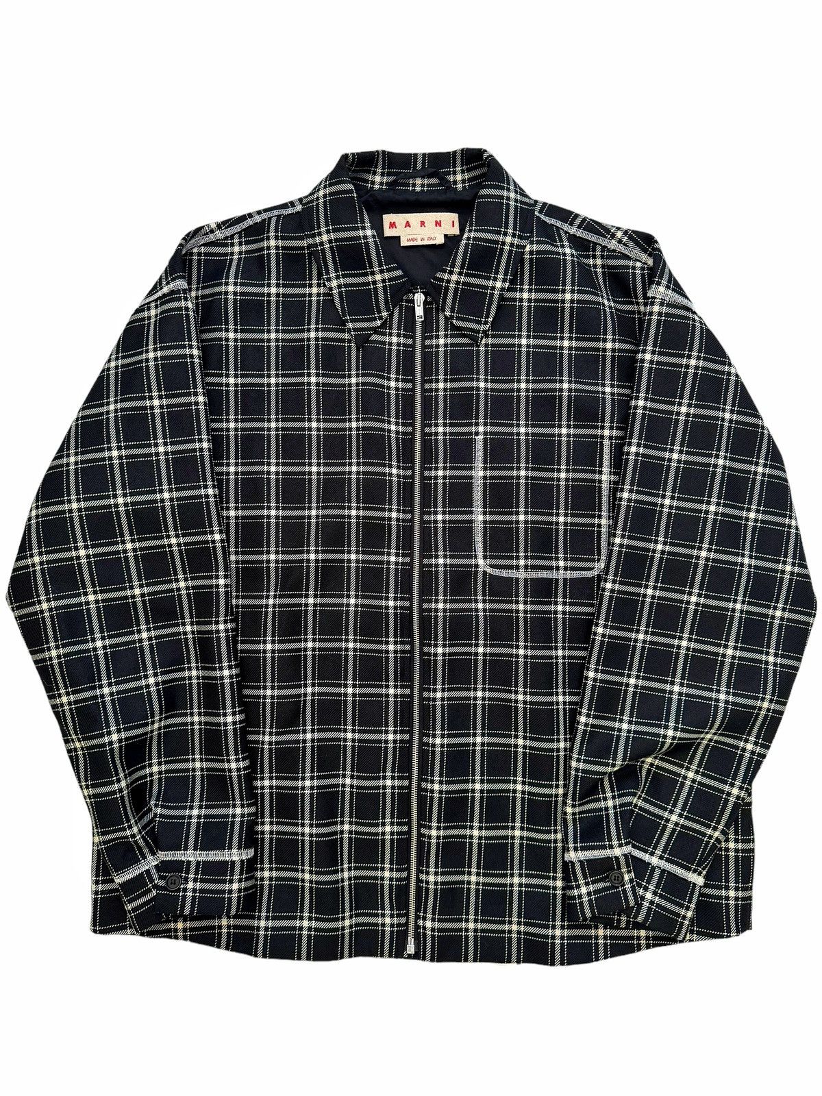 Marni Sz50 Wool Plaid Zip Up Jacket Size US M / EU 48-50 / 2 - 1 Thumbnail