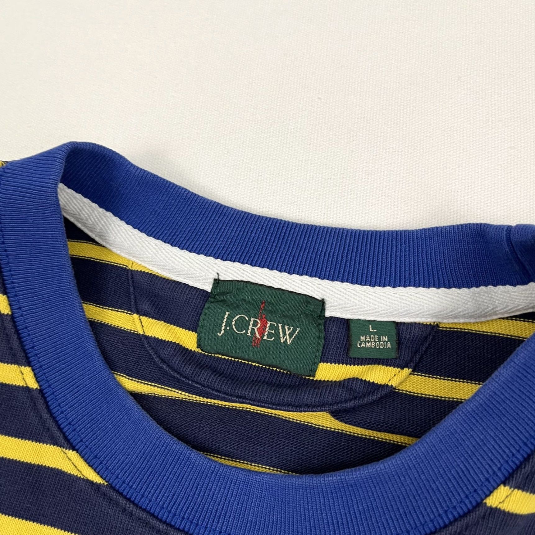 J.Crew J. Crew Shirt Mens Large Blue Yellow Striped Elbow Pads Crewneck Size US L / EU 52-54 / 3 - 3 Thumbnail