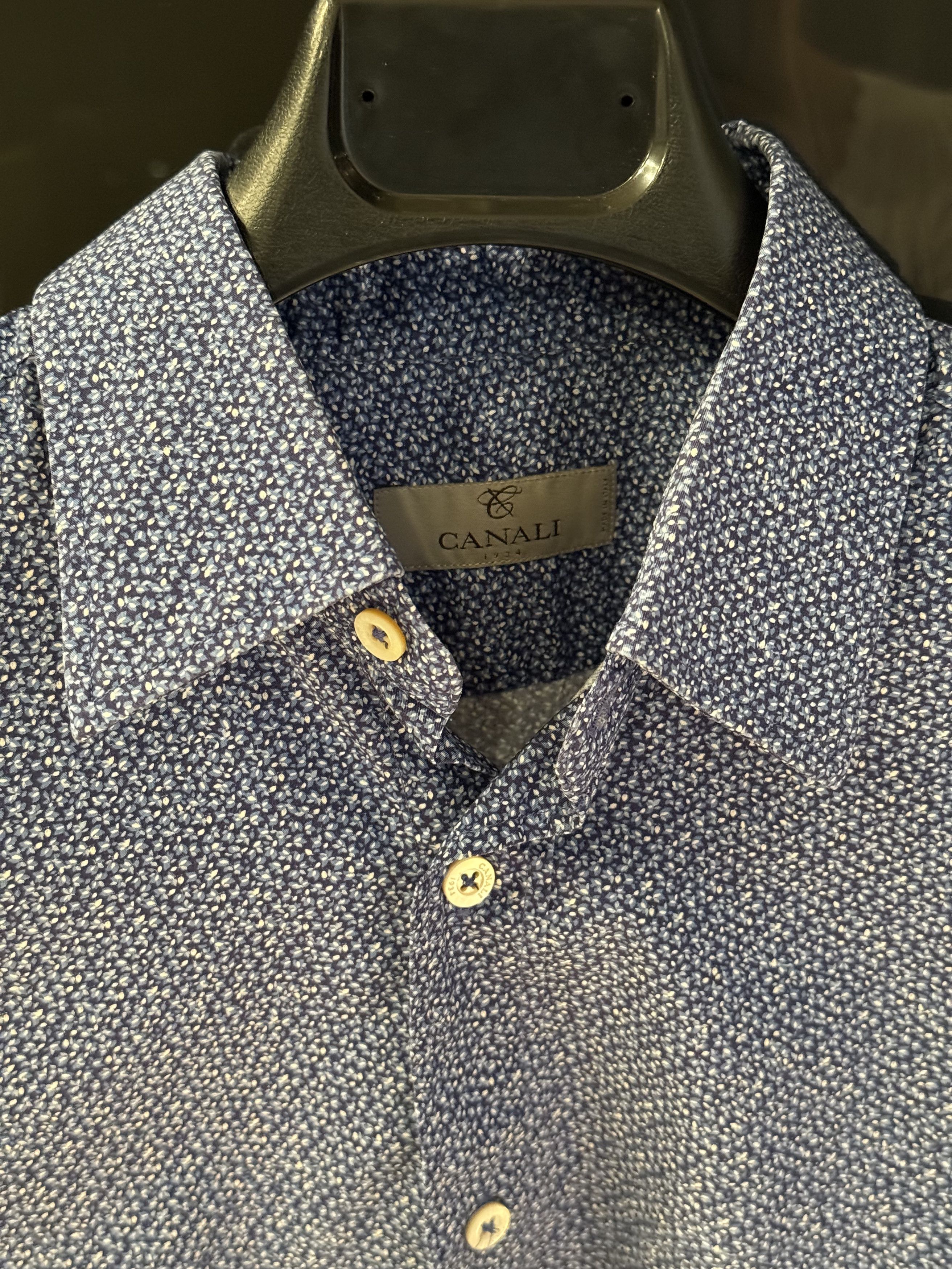 Canali long-sleeve button-up shirt (blue floral pattern) Size US M / EU 48-50 / 2 - 3 Thumbnail