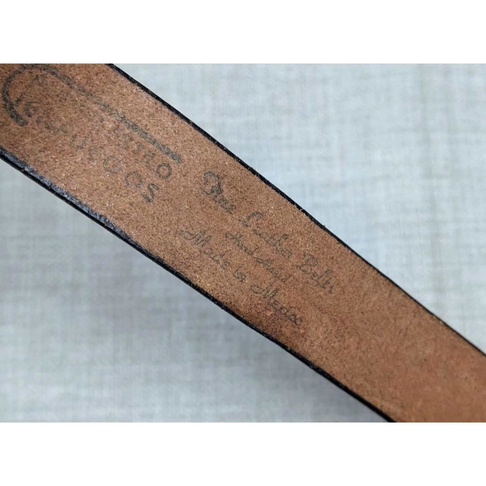 Vintage VINTAGE handcrafted Hand Tooled belt 1-3/8" Western Belt brown Men 42 Full Grain Cowhide Leather belt buckle strap Cowboys Rodeo 1940s Mens Size 42 - 6 Thumbnail