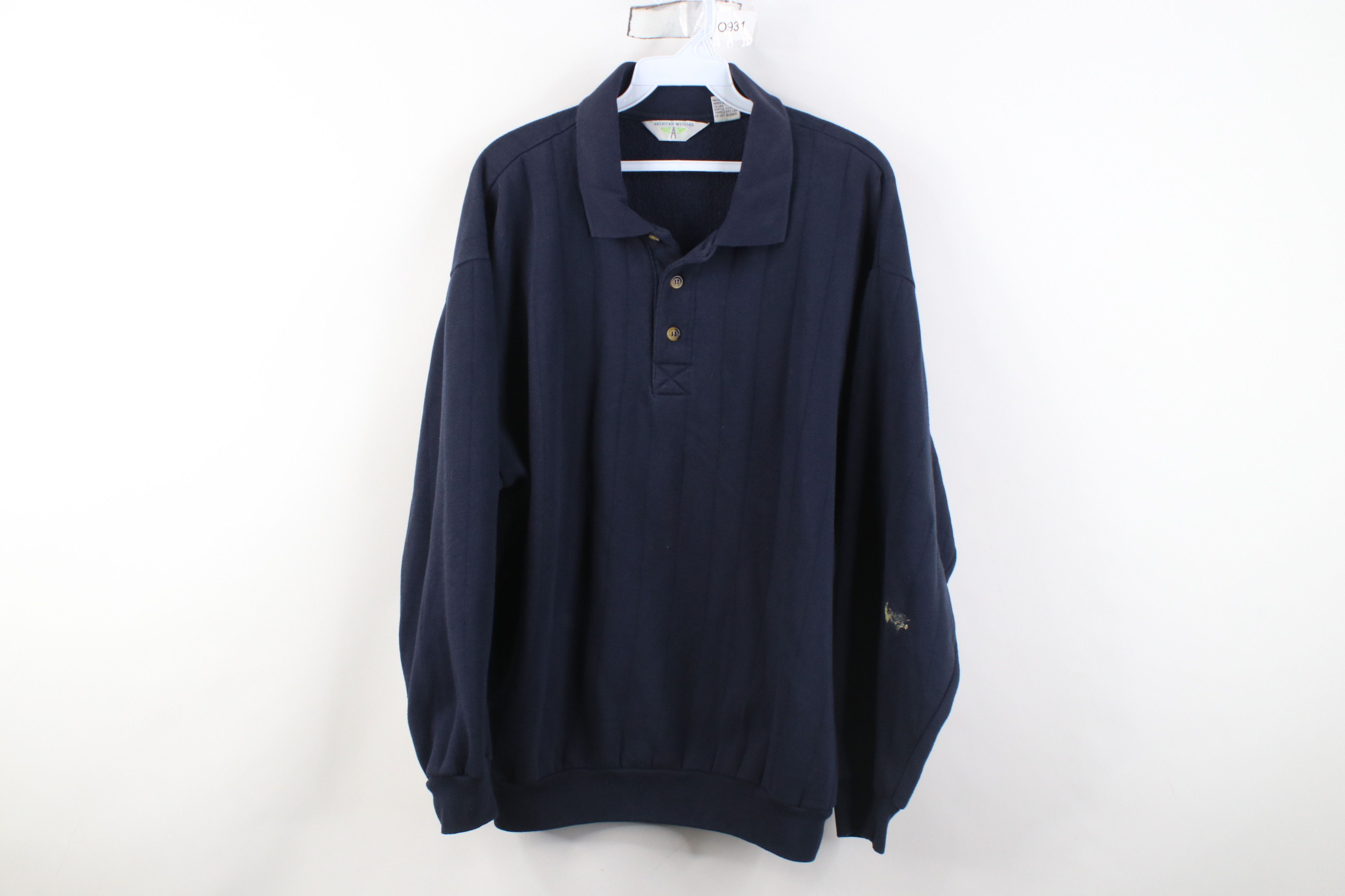 Vintage Vintage 90s Streetwear Ribbed Collared Pullover Sweatshirt Size US L / EU 52-54 / 3 - 1 Thumbnail