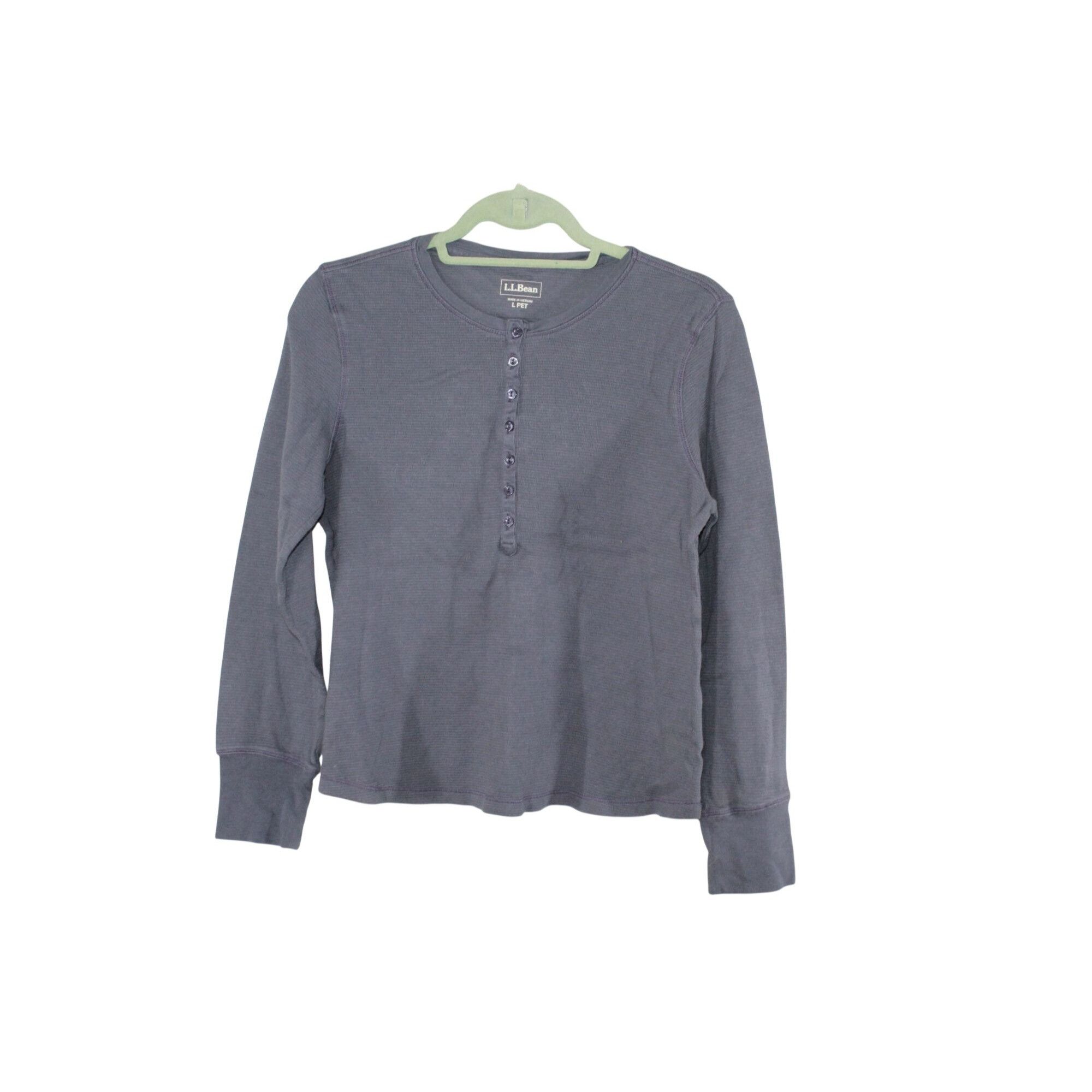 L.L. Bean LL Bean Women's Waffle Knit Henley Shirt Preppy Casual Navy Size L / US 10 / IT 46 - 1 Thumbnail