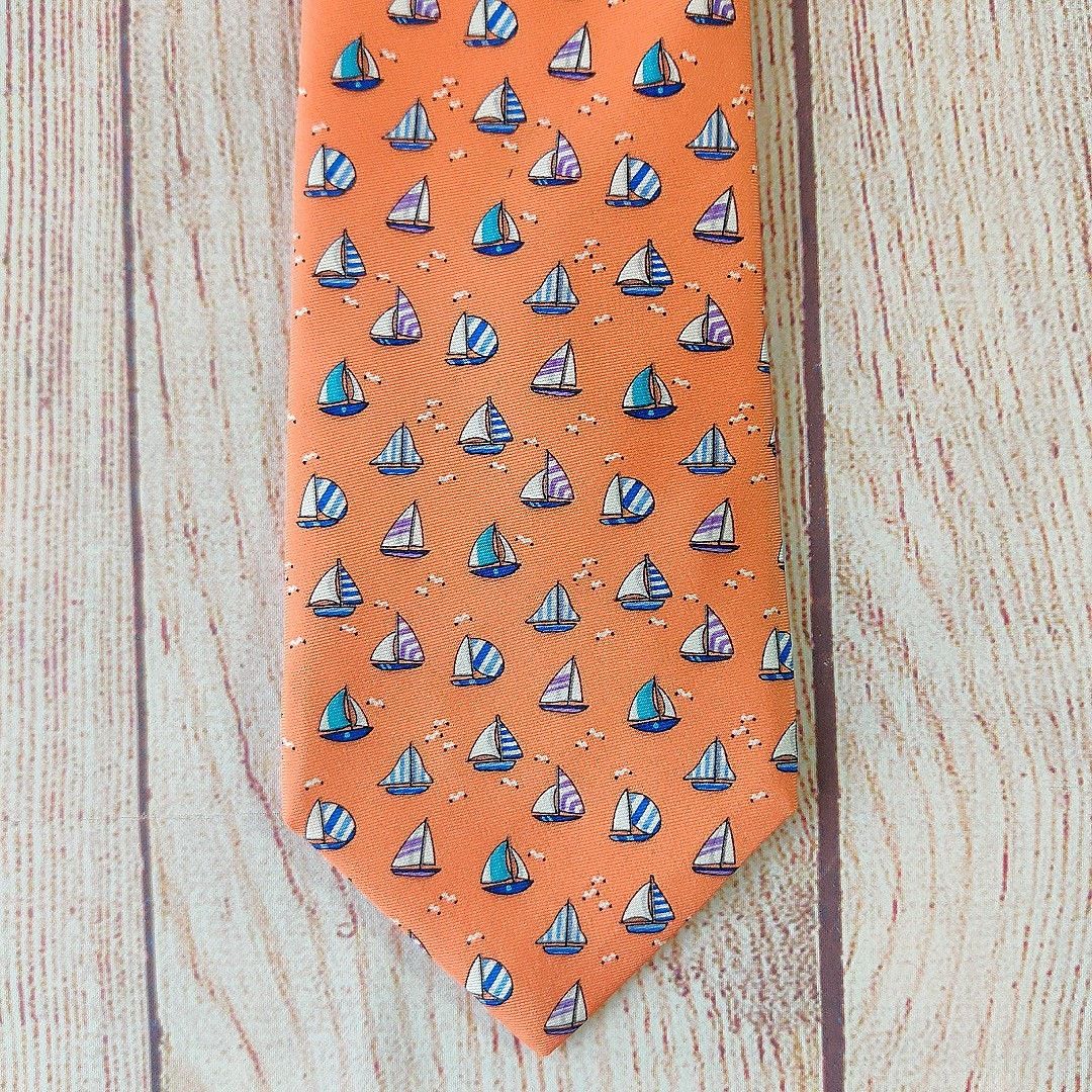 Daniel Cremieux Daniel Cremieux 100% silk orange sailboat tie NWT Size ONE SIZE - 4 Thumbnail