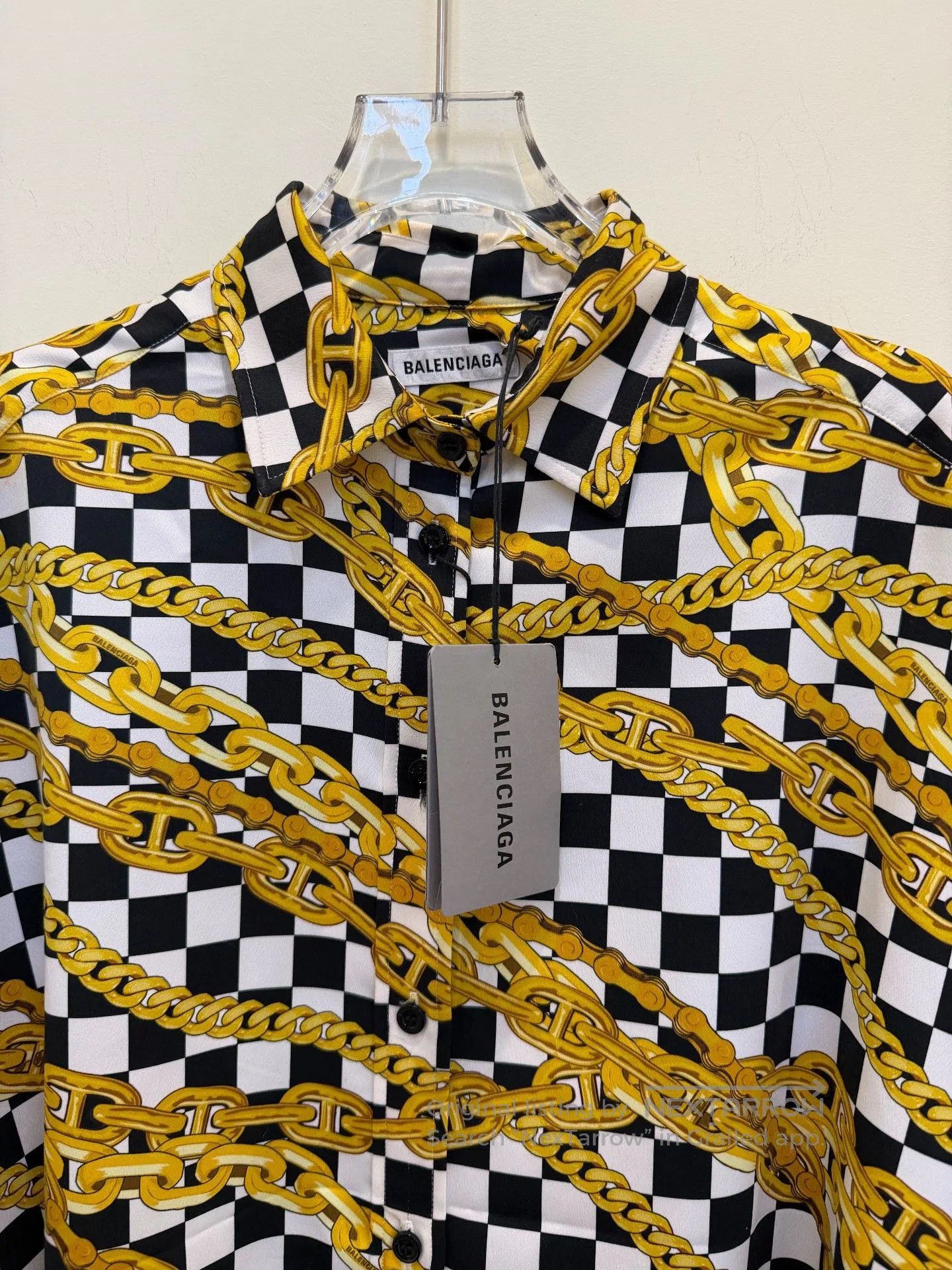 Balenciaga Balenciaga Black White Check Chain Print Shirt. Size XS / US 0-2 / IT 36-38 - 3 Thumbnail