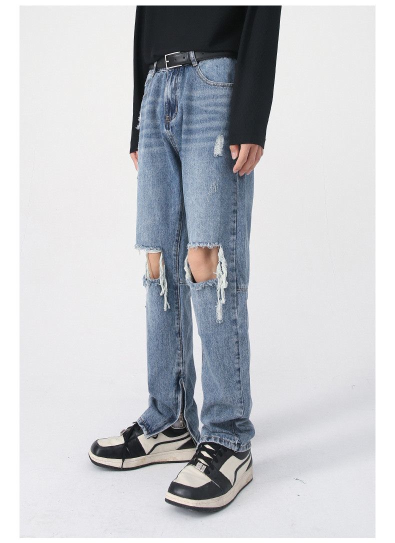 Japanese Brand × Vintage High street retro zipper slit washed ripped jeans y2k Size US 34 / EU 50 - 5 Thumbnail