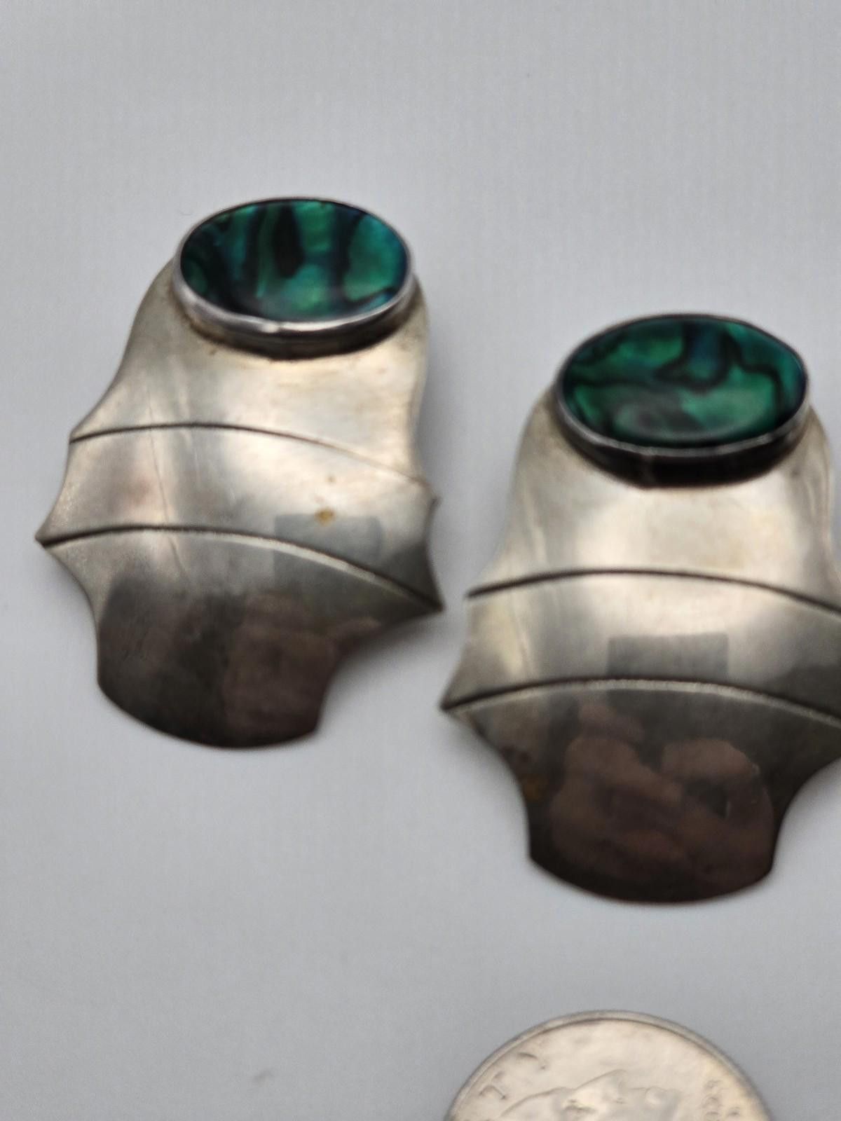 Sterling Silver Ben G Chavez Navajo Sterling Earrings Abalone Shell Signed Size ONE SIZE - 5 Thumbnail