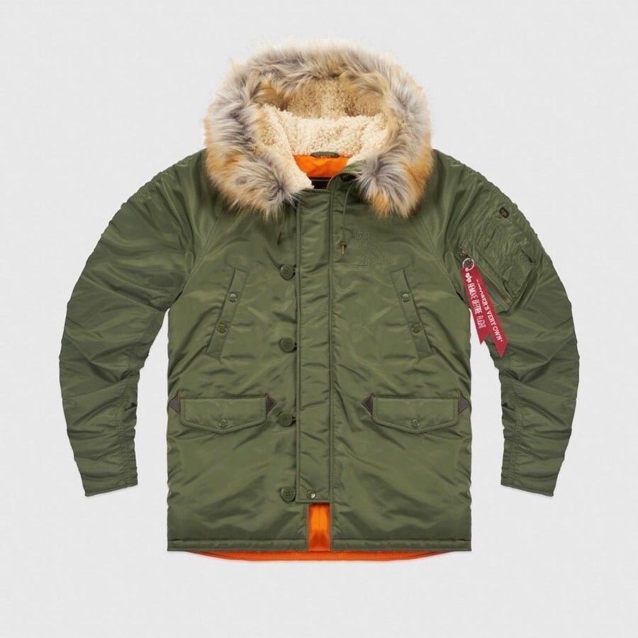 image of Ovo X Alpha Industries N-3B Parka in Green, Men's (Size 2XL)