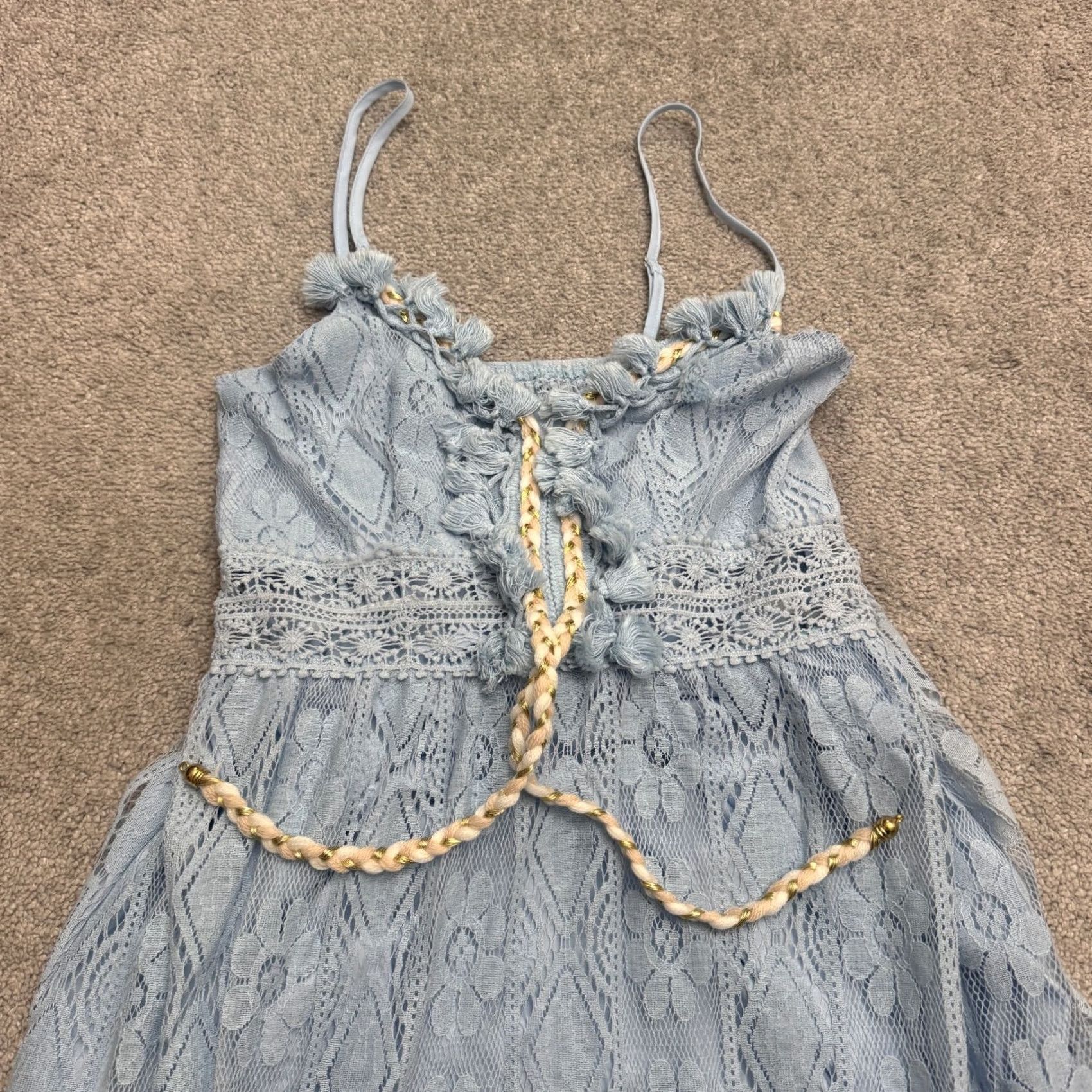 Vintage Cupshe Maxi Dress Womens Small Blue Lace Hi-Low Strappy NWT Boho Beach Vintage: No Size S / US 4 / IT 40 - 4 Thumbnail