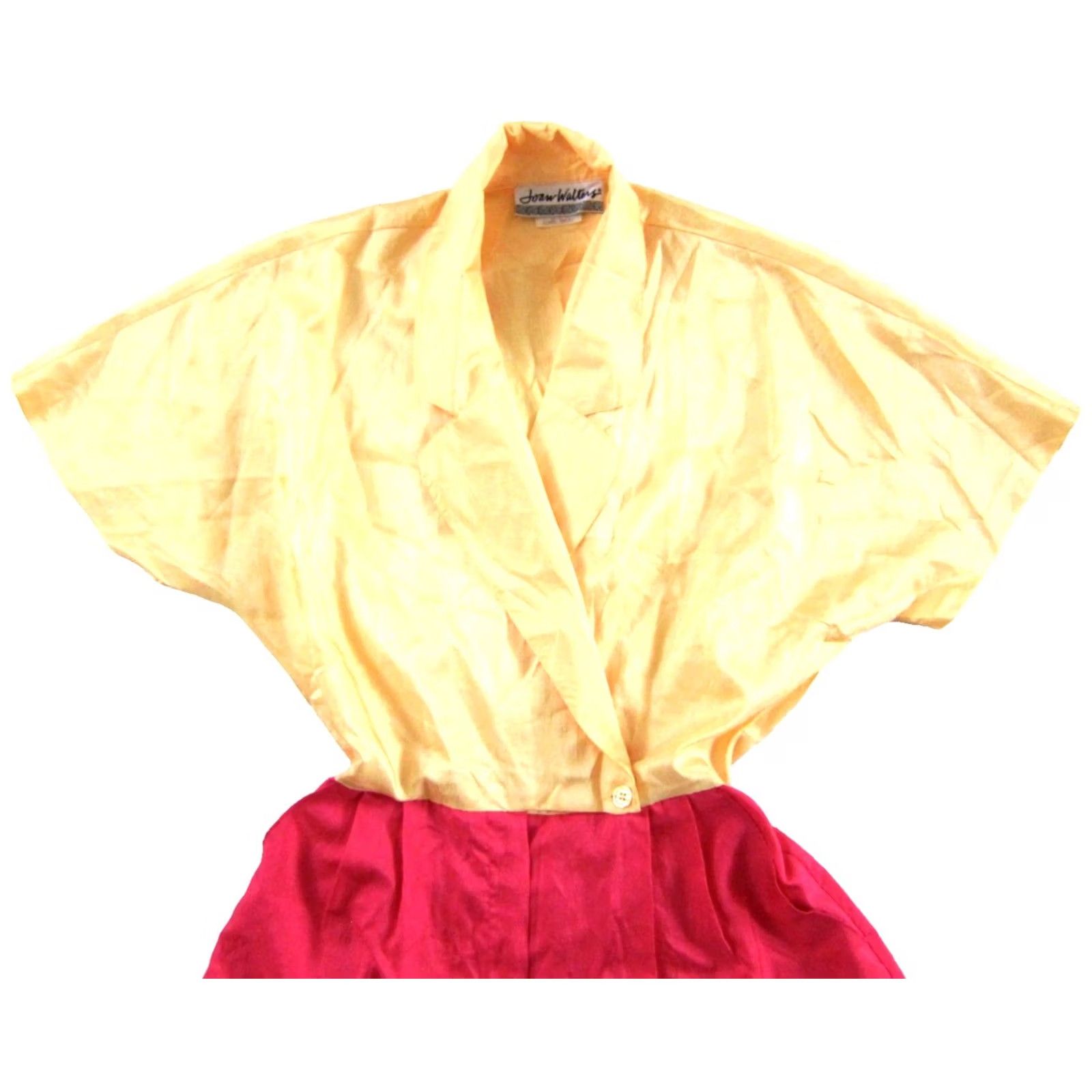 Pinko VINTAGE Joan Walters Pink Yellow Collared Pocket Shorts Romper Jumpsuit Small/4 Women One-Piece Bohemian 80s 90s Size 27" / US 4 / IT 40 - 3 Thumbnail