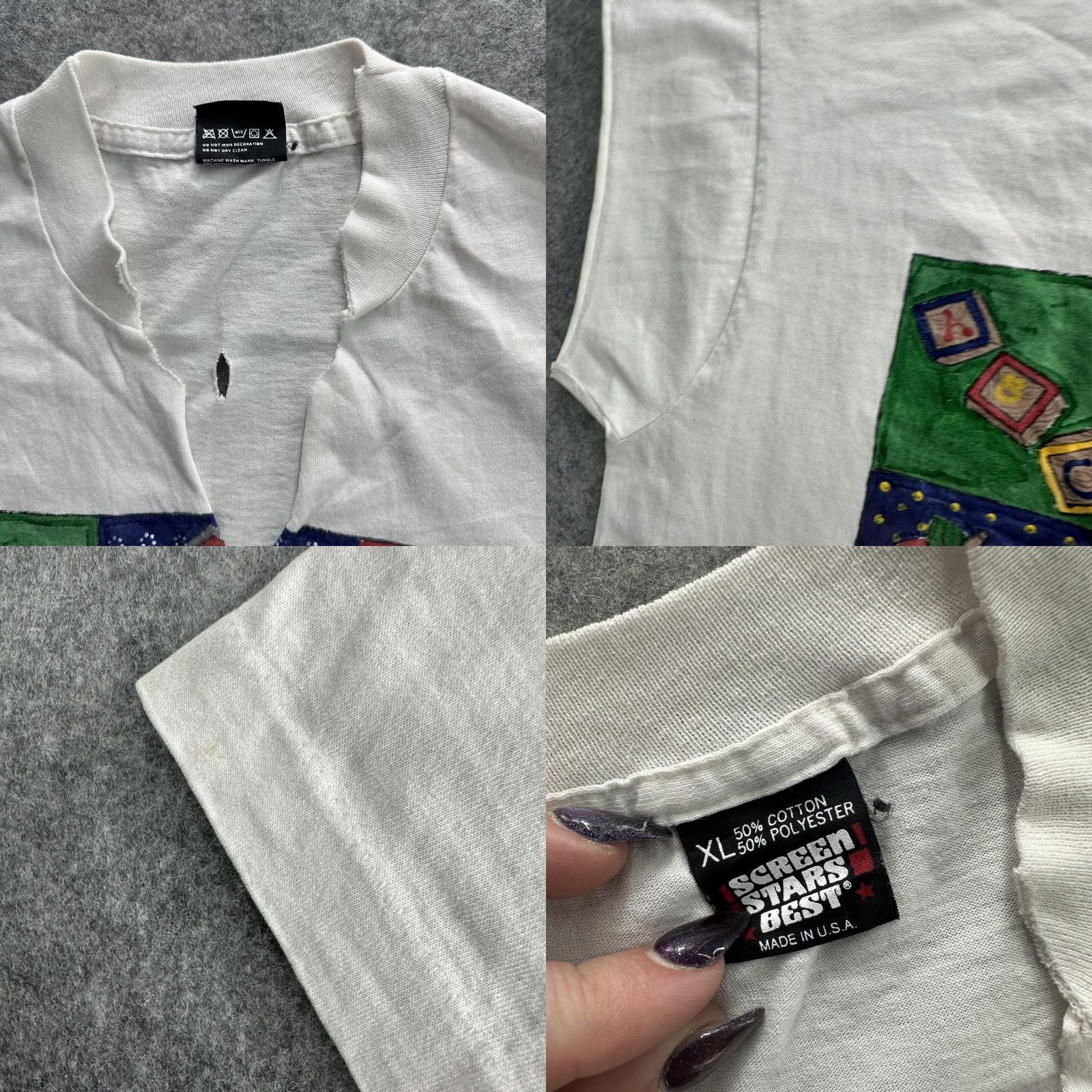 Vintage VINTAGE Screen Stars Shirt Mens XL White School Teacher Graphic 90s Made USA Size US XL / EU 56 / 4 - 8 Thumbnail