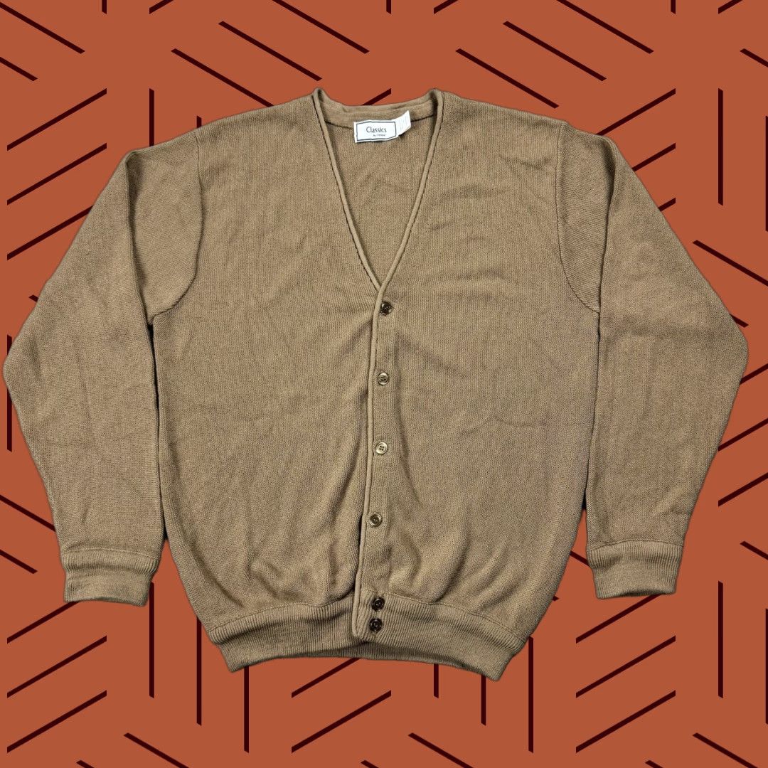 Camel VINTAGE Palm Land Camel Tan Men’s Button V-Neck Knit Cardigan L USA Made Size US L / EU 52-54 / 3 - 1 Thumbnail