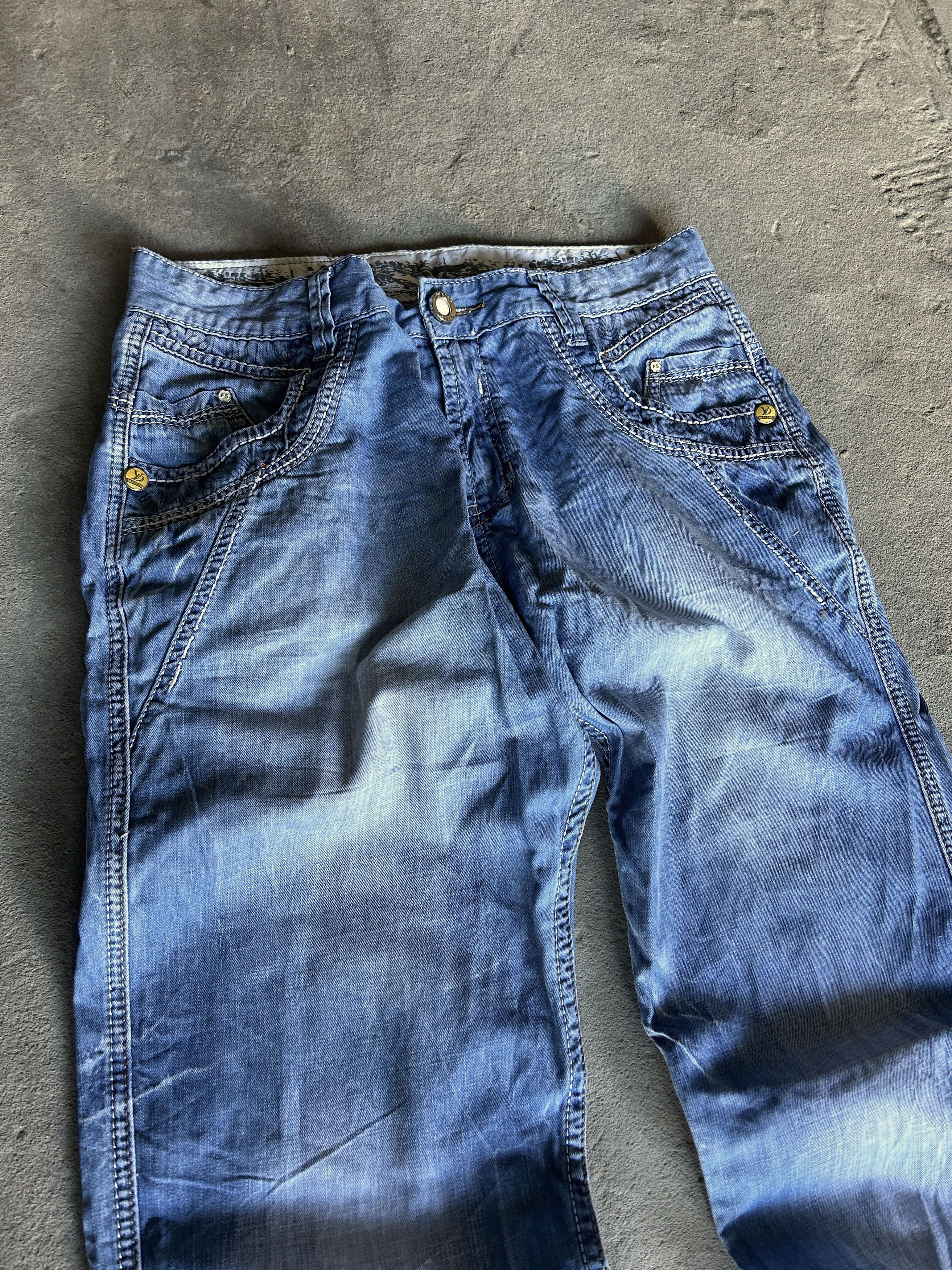 Vintage Vintage Wash Blue Denim Jeans Embroidered Pocket Y2K Style Size US 32 / EU 48 - 3 Thumbnail