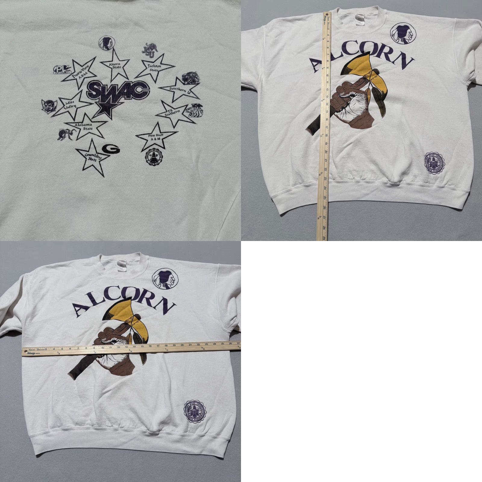 Fruit Of The Loom VINTAGE Alcorn State University Braves Fruit of the Loom Sweatshirt Mens White 2XL Size US XXL / EU 58 / 5 - 8 Thumbnail