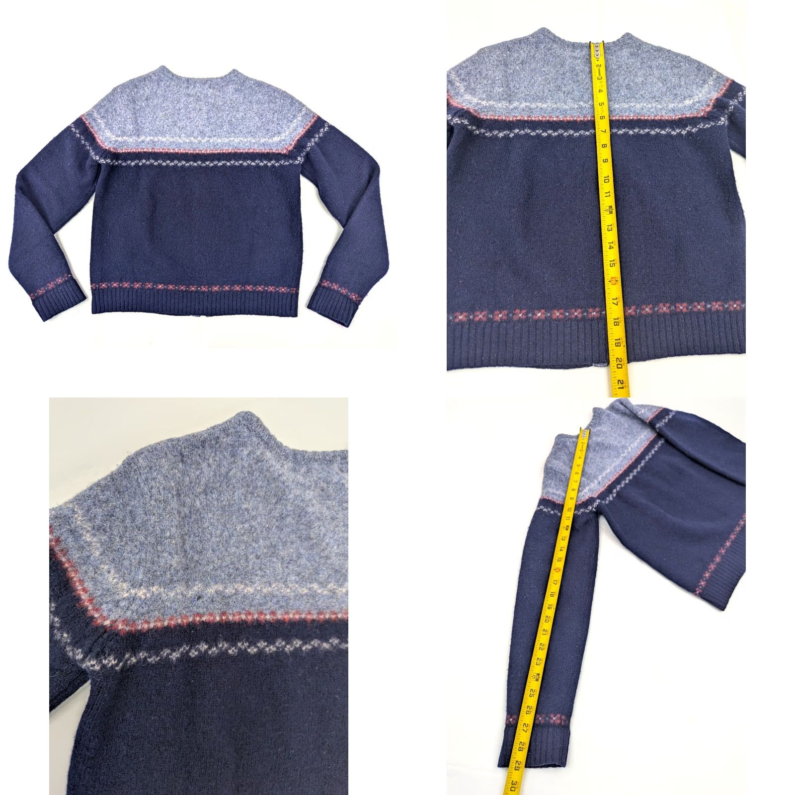 American Eagle Outfitters VINTAGE American Eagle Outfitters Sweater Cardigan Crew Neck Wool Fair Isle Navy Blue Womens S Shetland Wool Light Blue And Navy Blue with graphics Size S / US 4 / IT 40 - 8 Thumbnail