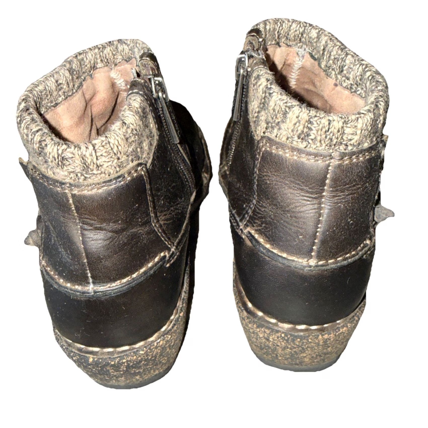Aetrex Aetrex Tessa Boots Women’s US 7 EU 37 Brown Leather Ankle Zip Boho Wedge Heel Size US 7 / IT 37 - 4 Thumbnail
