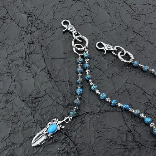 Jewelry Blue Beaded Wallet Chain Chain, Belt Chain, Pants Chain Size ONE SIZE - 4 Thumbnail