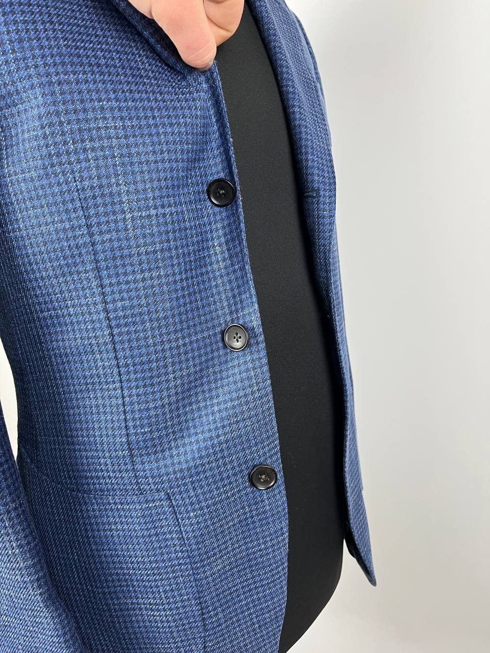 Suitsupply Suitsupply Havana Patch Wool Silk Linen Check Blue Blazer Size 44R - 6 Thumbnail