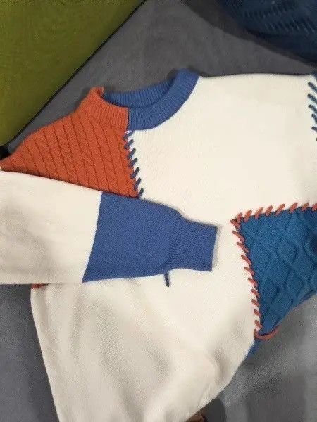 Japanese Brand Orenge White Turtleneck Patchwork Pullovers Sweatshirt Size US M / EU 48-50 / 2 - 3 Thumbnail