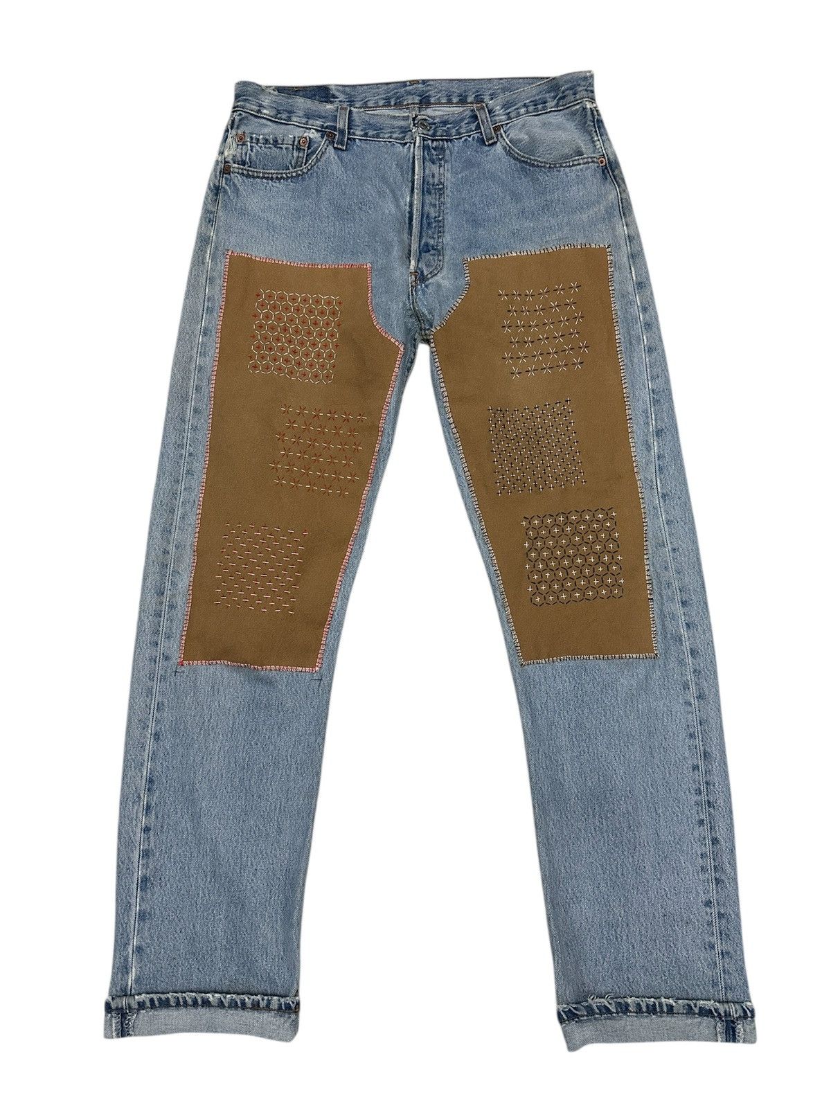 Levi's 🔥 Levis 501 Patchwork Sashiko Reworked Size US 34 / EU 50 - 1 Thumbnail