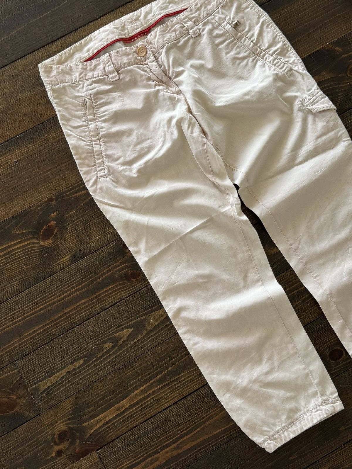 Prada Prada 00s Archive White/Pink Glamour Cargo Pants Size 34" / US 12 / IT 48 - 5 Thumbnail