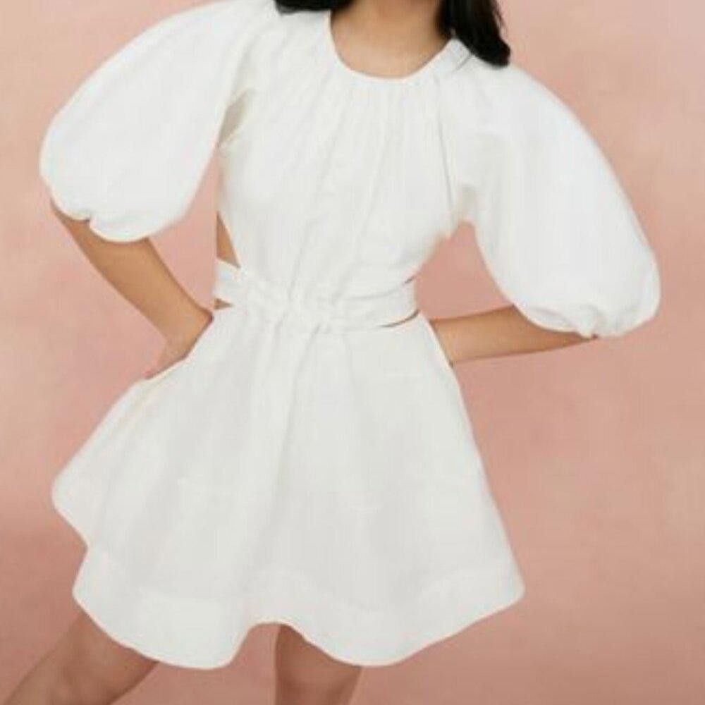 ruffle bottom mini dress CCLA Bodycon Ruffle Bottom Mini Dress Ivory / Large