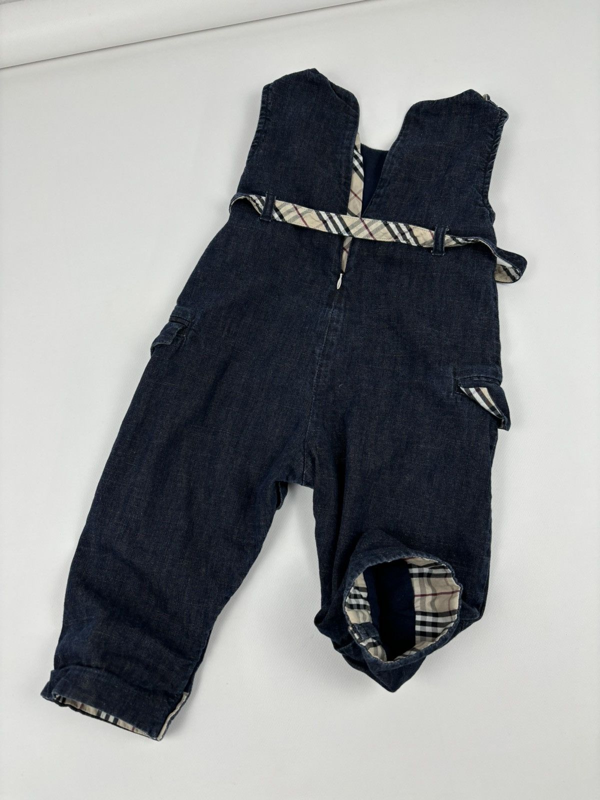 Burberry Unisex Prorsum Logo Nova Check Trim Denim Overalls Bottoms Jeans Jacket Size XXS / US 00 / IT 34 - 7 Thumbnail