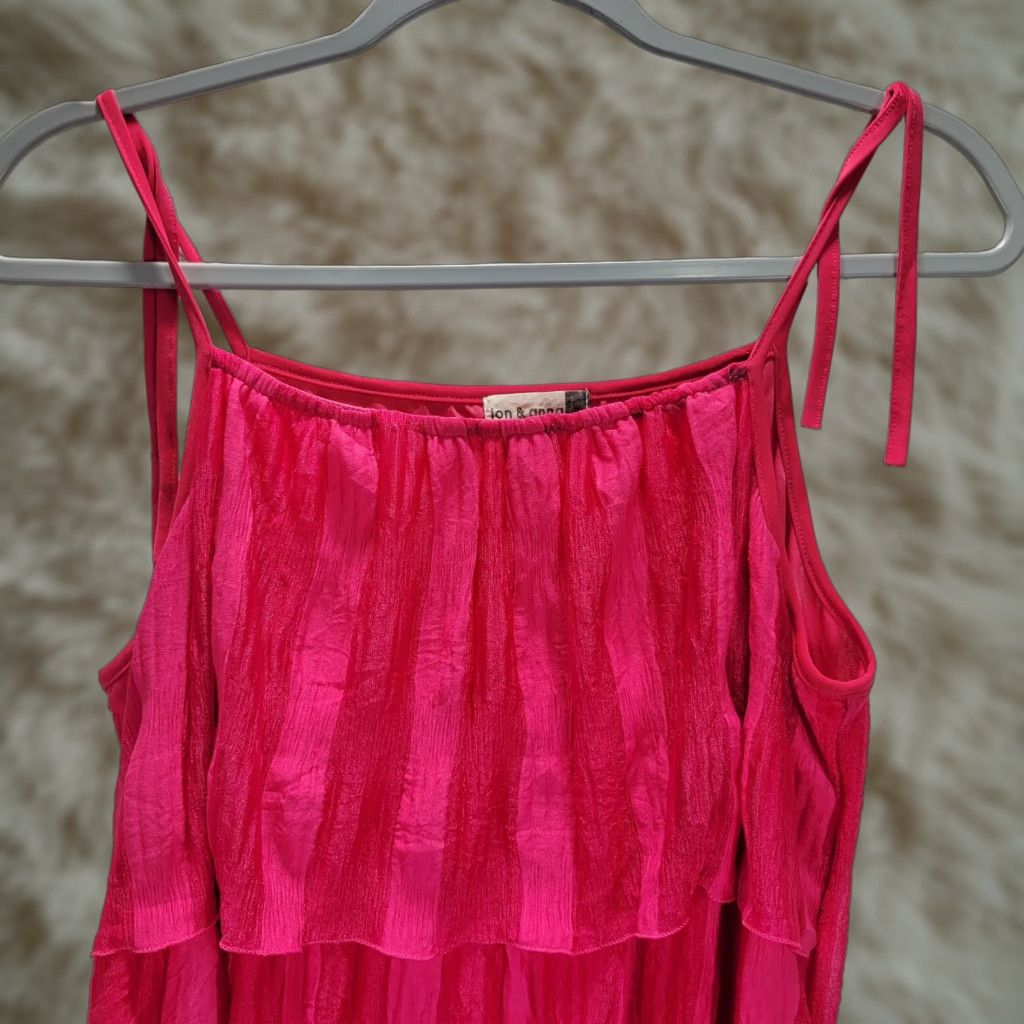 Vintage Jon & Anna Sundress Magenta Layered Midi Flowy Sleeveless Cocktail Party L Womens Size L / US 10 / IT 46 - 1 Thumbnail