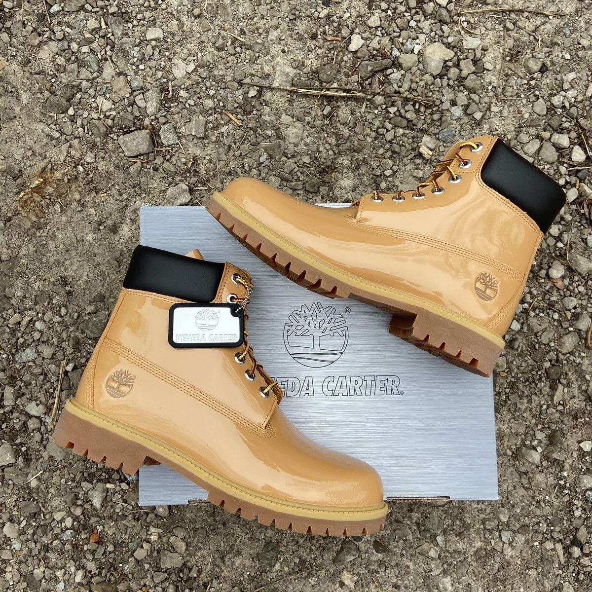 Timberland Veneda Carter Timberland 6” Patent Leather Boots Size 12 Size US 12 / EU 45 - 1 Thumbnail