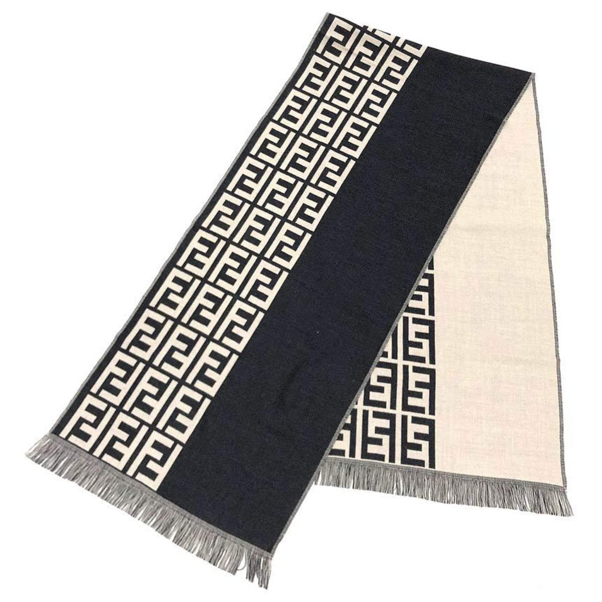 Fendi Fendi Zucca FF Scarf/Stole, Gray x White, Wool, Men's/Women's Size ONE SIZE - 1 Thumbnail