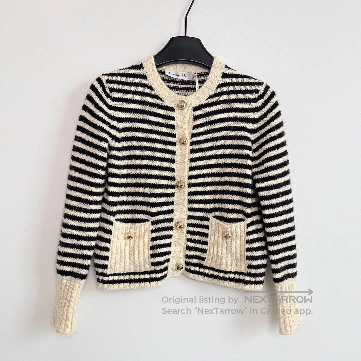 Dior DIOR Striped Jacquard Pocket Cardigan. Size XS / US 0-2 / IT 36-38 - 1 Thumbnail