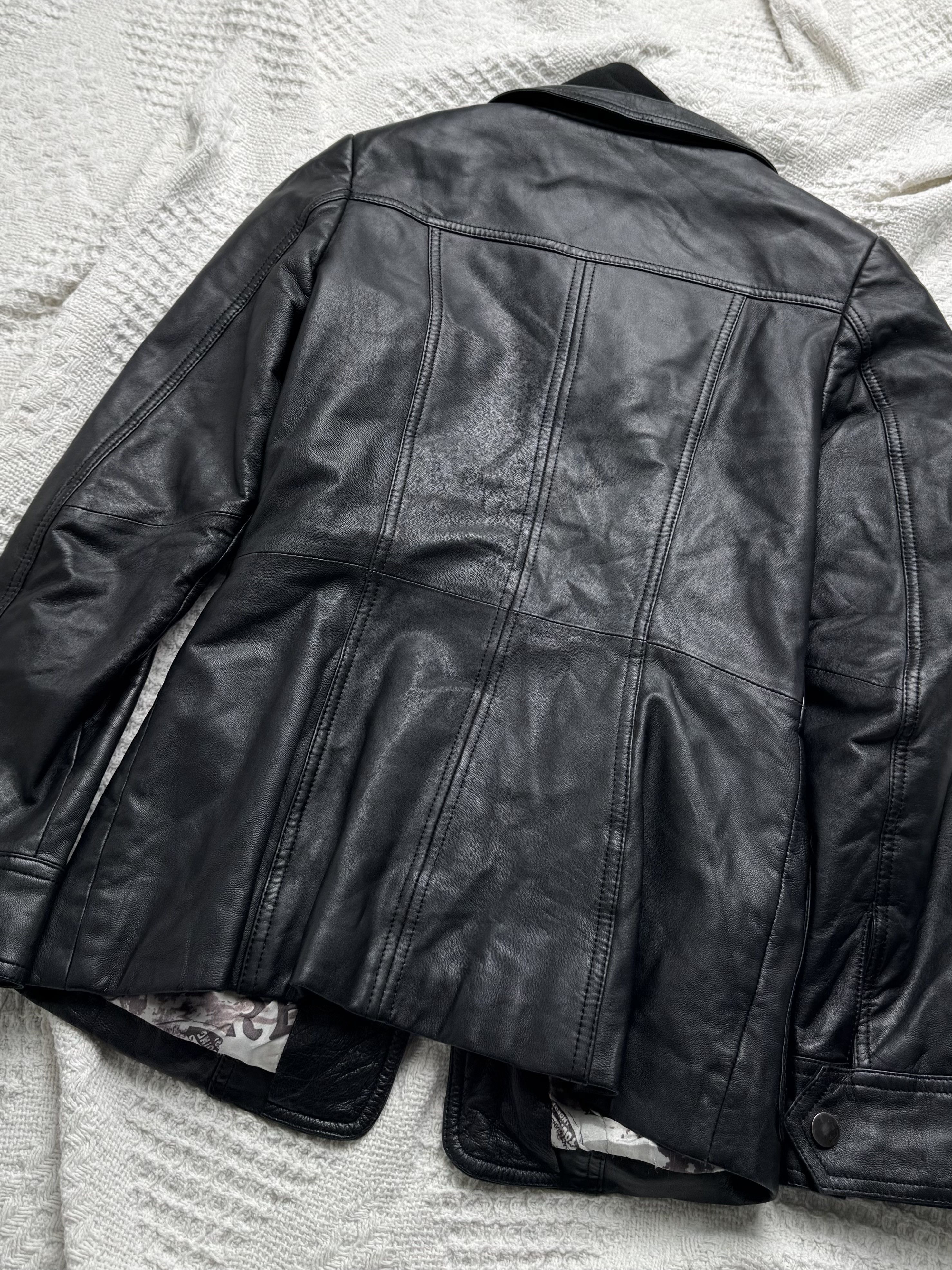 Vintage Vintage Leather Jacket Zip Snap Front Fitted Moto Biker Coat Size M / US 6-8 / IT 42-44 - 8 Thumbnail