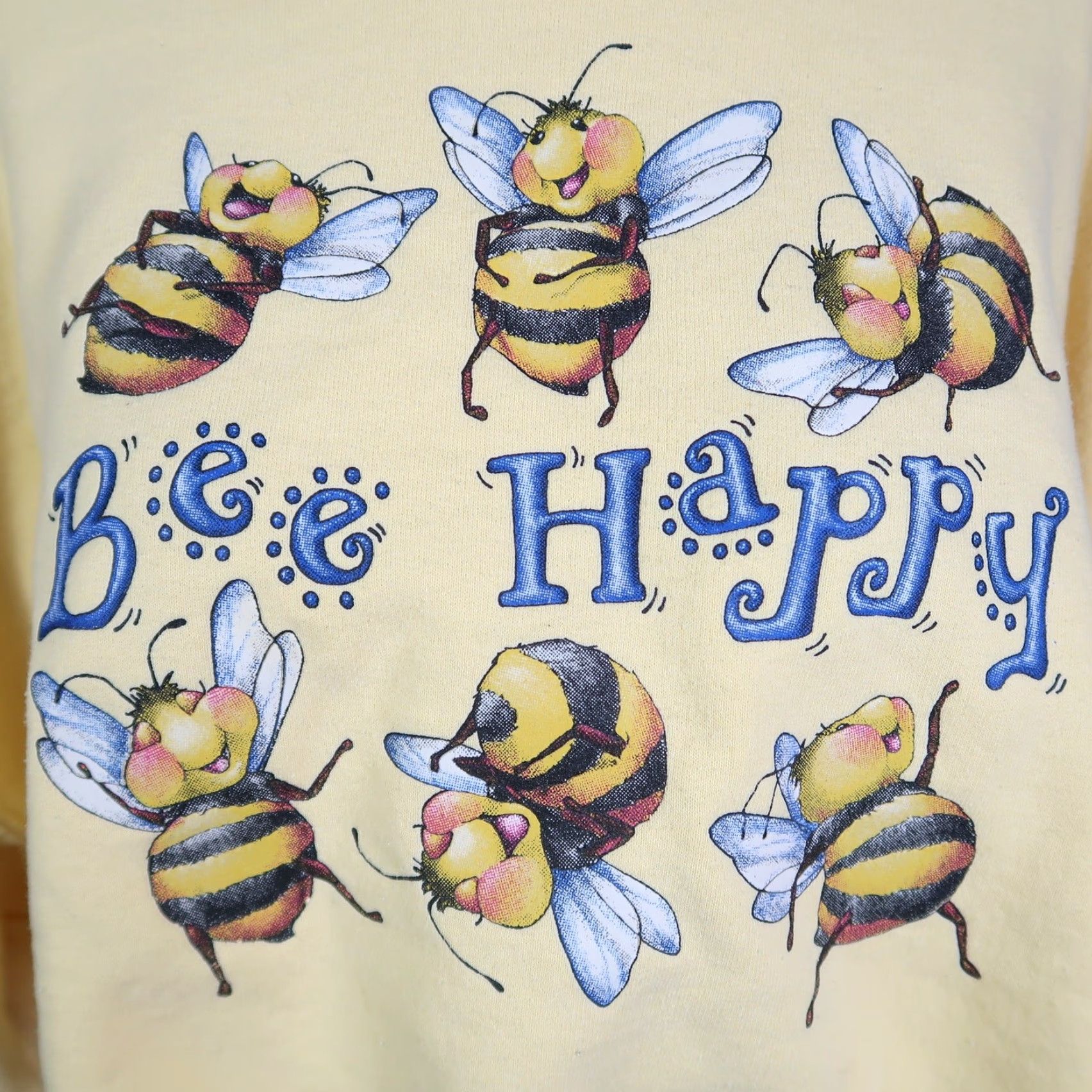 Gildan VINTAGE 90s Yellow "Bee Happy" Bumblebee Graphic Sweatshirt Cropped XL Womens Orange? Wait Size XL / US 12-14 / IT 48-50 - 2 Thumbnail