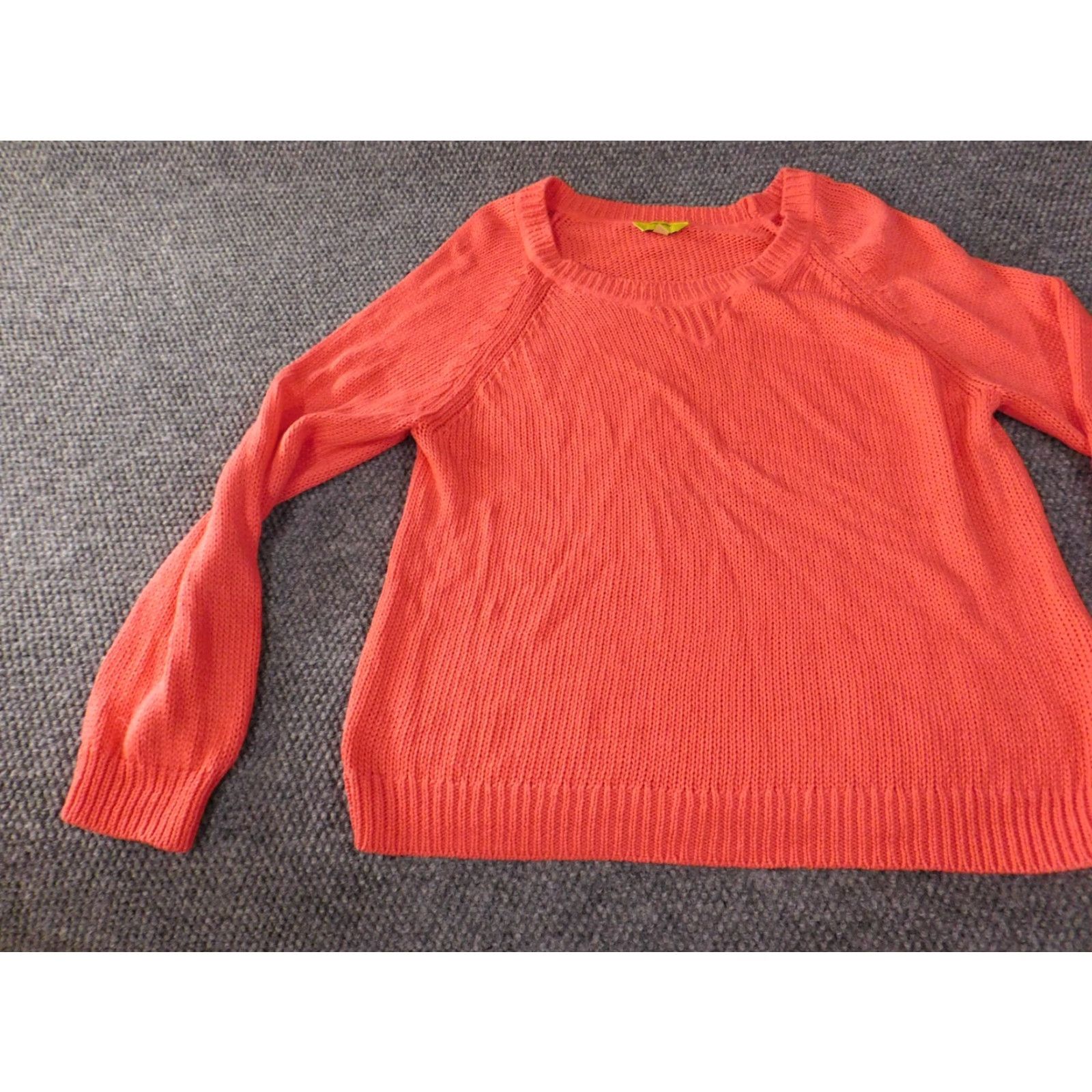 Banana Republic Banana Republic Womens Sweater XL Orange Pullover Crew Neck Knit Raglan Sleeve Cable-Knit Milly Collection Milly? Size XL / US 12-14 / IT 48-50 - 3 Thumbnail