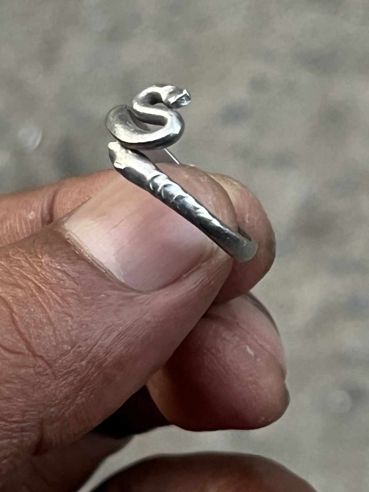 Hysteric Glamour Handcrafted Hammered Snake Ring Sterling Silver Style Size ONE SIZE - 5 Thumbnail