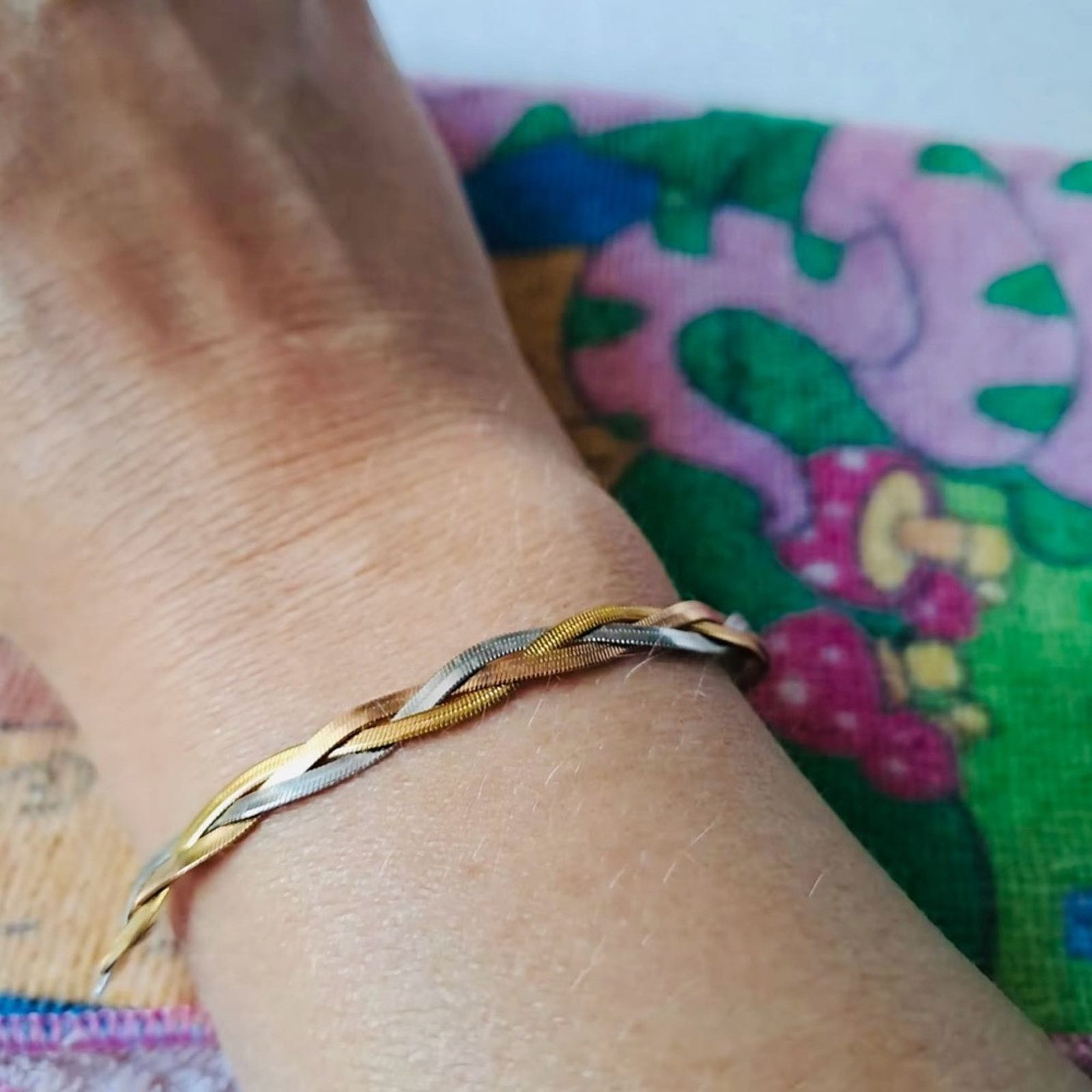 Other Twisted Three Tone Bracelet for Men and Women 7.2” Size ONE SIZE - 2 Thumbnail