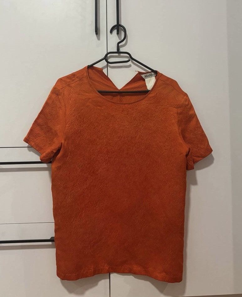 Max Mara Max Mara Pure Silk Textured Top – Orange Size L / US 10 / IT 46 - 1 Thumbnail