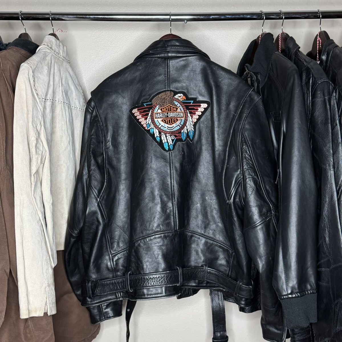 Harley Davidson 90s harley davidson patch leather biker jacket Size US XXL / EU 58 / 5 - 4 Thumbnail