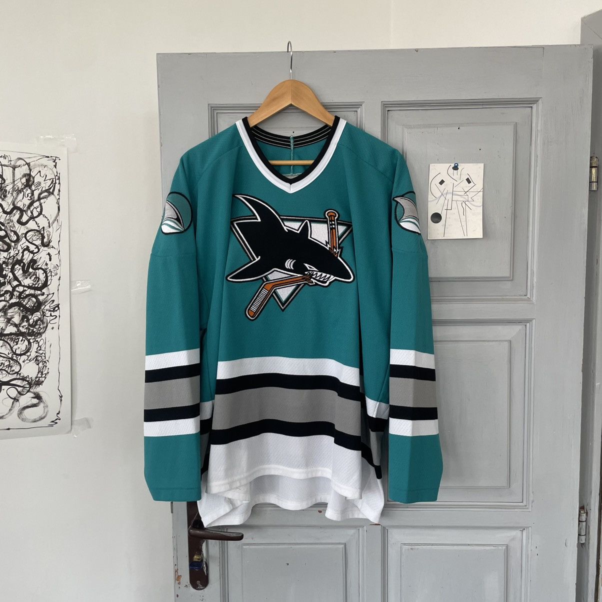 NHL Vintage 90's San Jose Sharks NHL Hockey Jersey Mens Shirt Size US XL / EU 56 / 4 - 1 Thumbnail