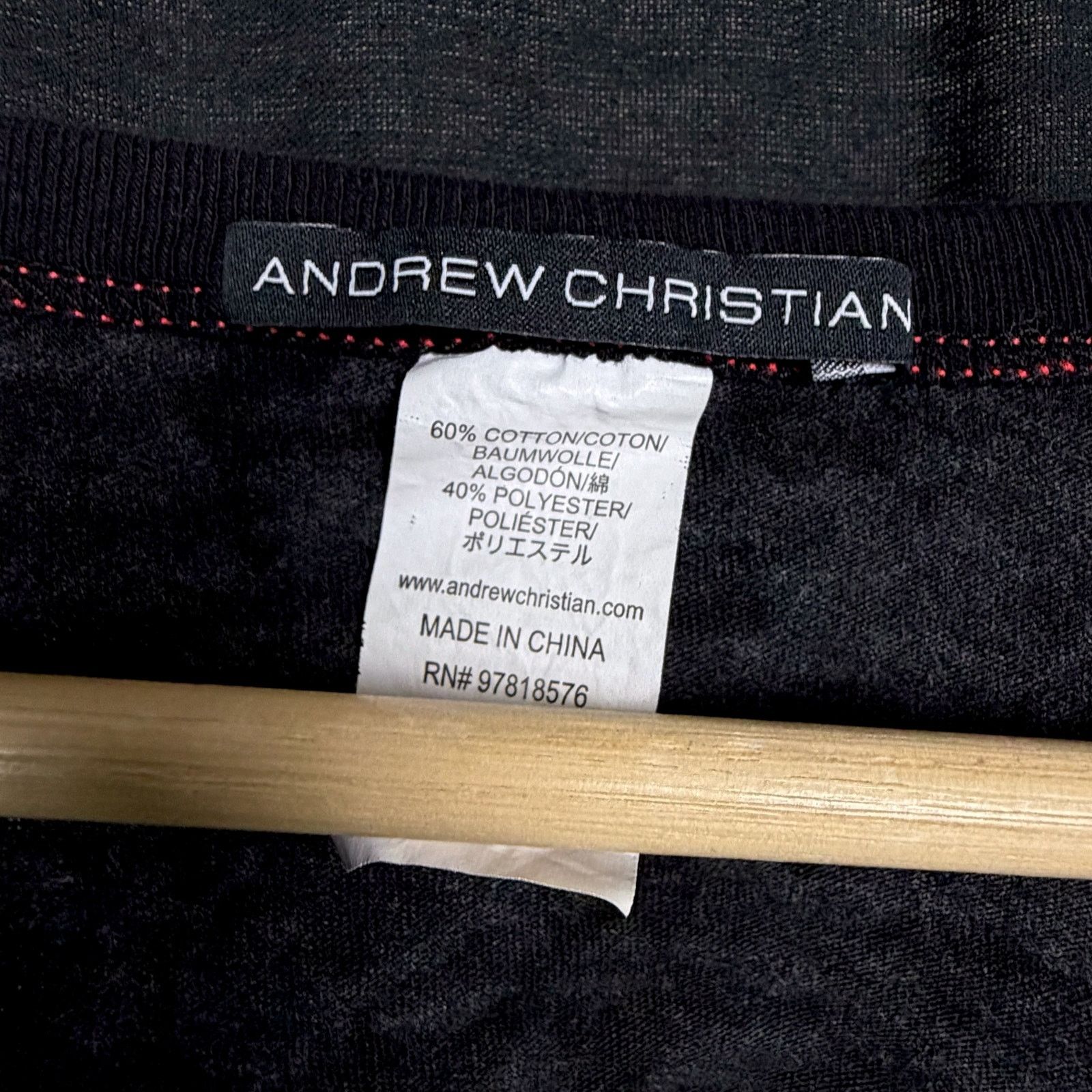 Andrew Christian Andrew Christian Men's Small Short Sleeve Open Back V Neck T Size US S / EU 44-46 / 1 - 6 Thumbnail